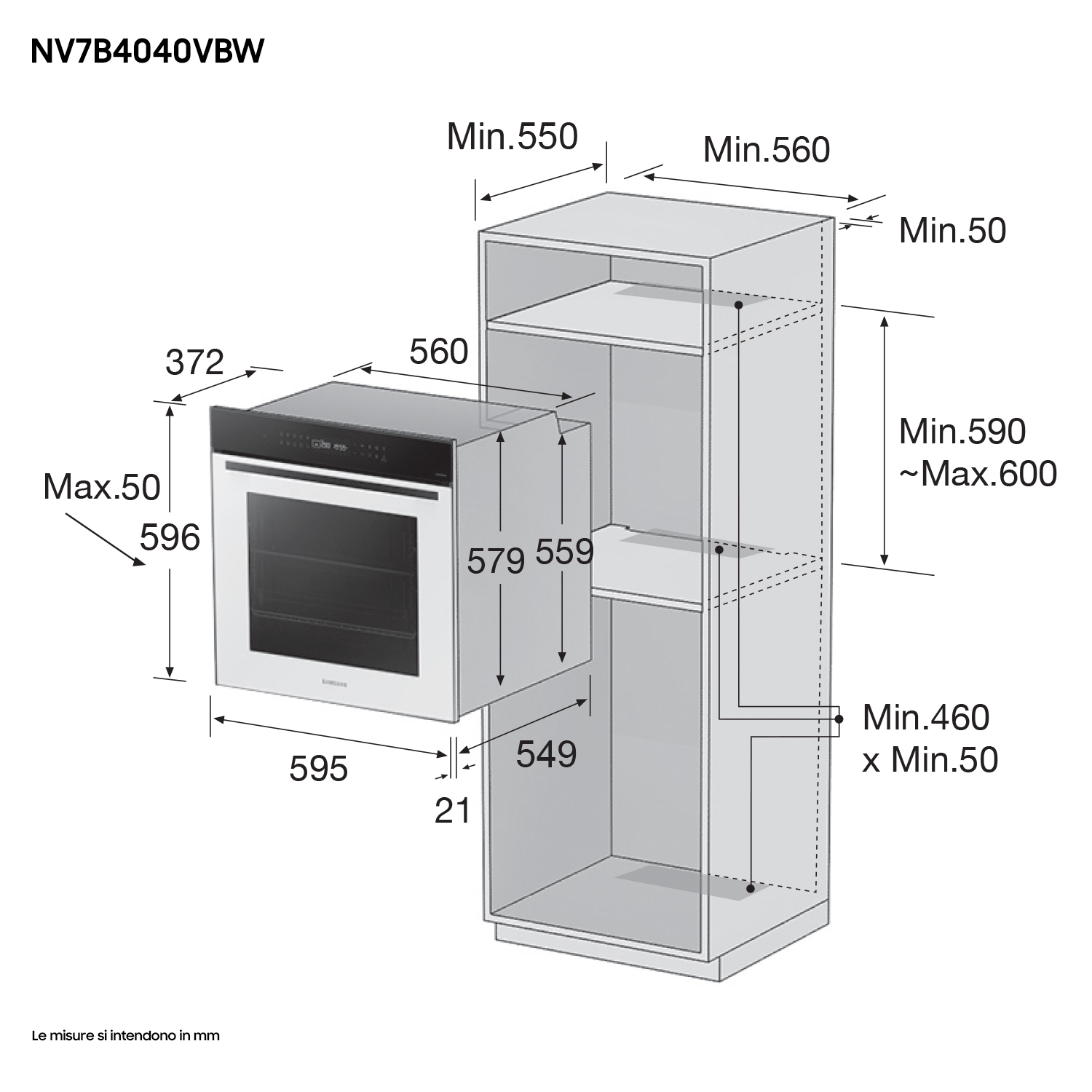 Samsung NV7B4040VBW Forno ad incasso Multifunzione Serie 4 76 L A+ Vetro Bianco - immagine 4