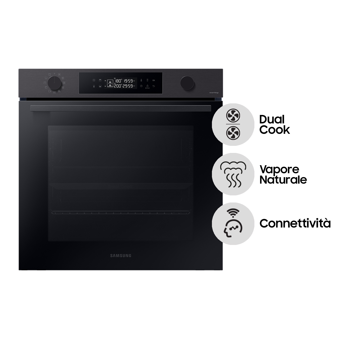 Samsung NV7B4440VBB Forno ad incasso Dual Cook Serie 4 76 L A+ Black Inox - immagine 2