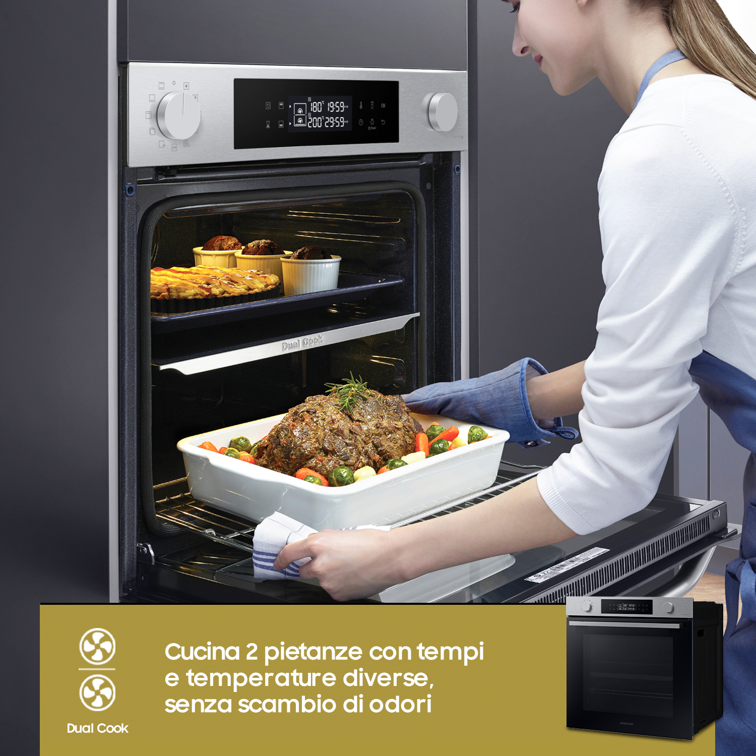 Samsung NV7B44403BS Forno ad incasso Dual Cook Serie 4 76 L A+ Inox - immagine 5