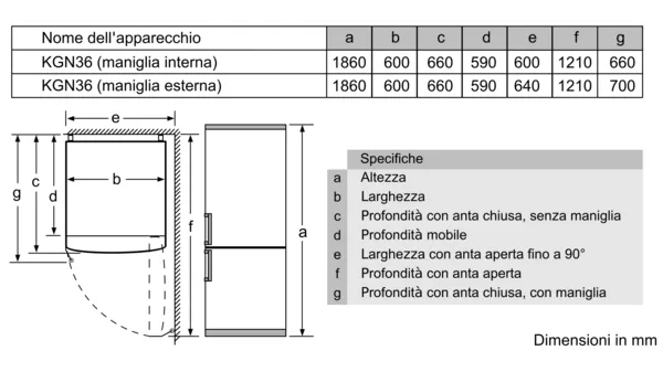 iQ300 Frigo-congelatore combinato da libero posizionamento 186 x 60 cm Inox-easyclean - immagine 2