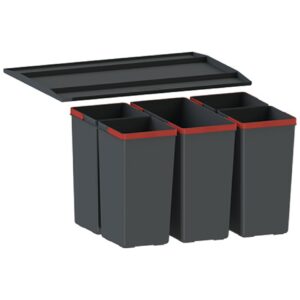 Franke EASYSORT 600-1-4 Contenitore per la raccolta differenziata 7.5 l x 4 + 14.5 l x 1 - nero