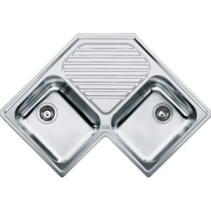 Franke PNX 621-E Angolo Lavello angolo 2 vasche incasso 83 x 83 x 50 con gocciolatoio centrale - inox satinato