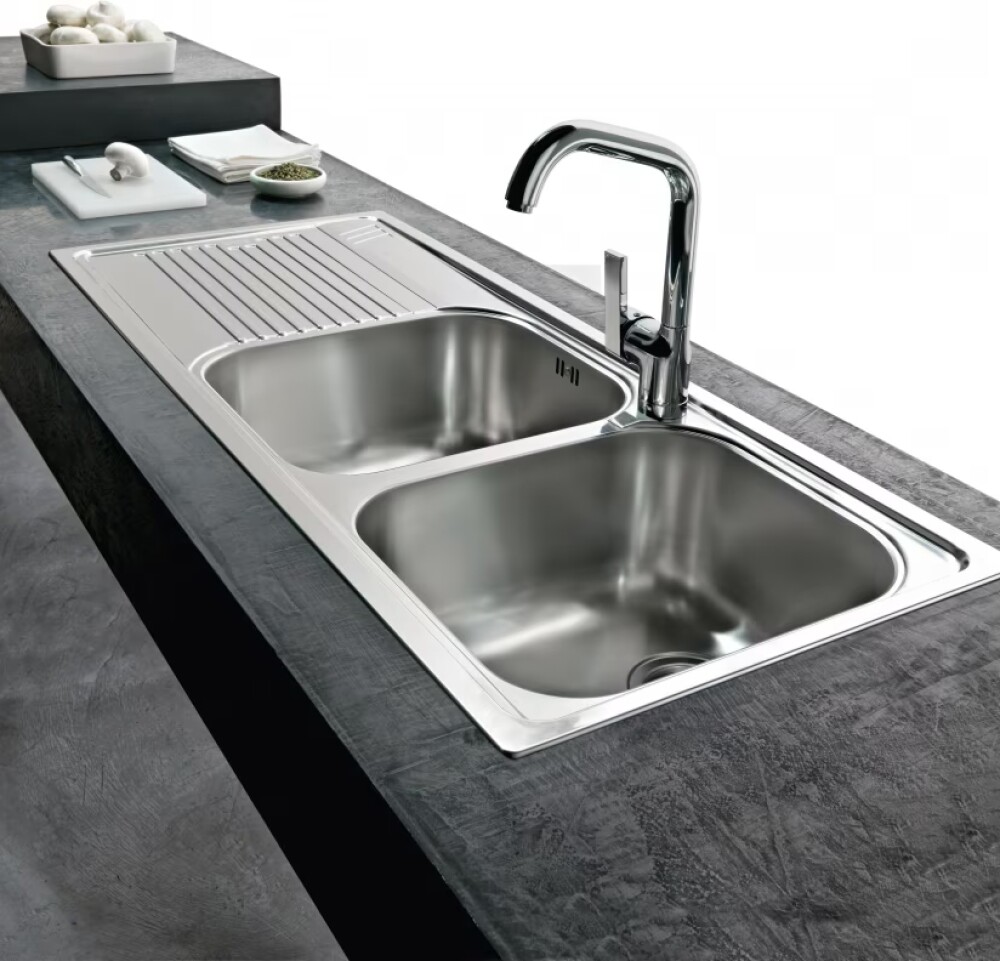 Franke AMX 621 Armonia Lavello 2 vasche incasso 116 x 50 con gocciolatoio sinistro - inox satinato - immagine 2