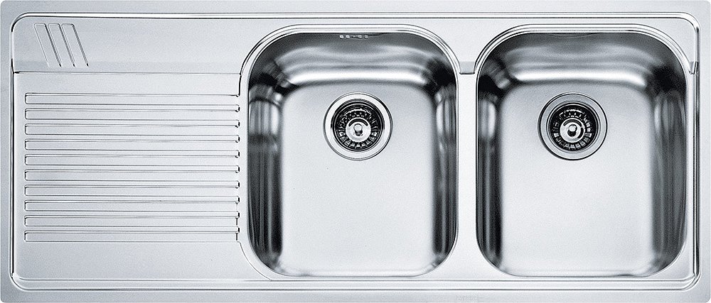 Franke AMX 621 Armonia Lavello 2 vasche incasso 116 x 50 con gocciolatoio sinistro - inox satinato