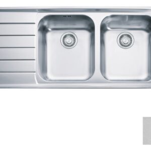 Franke NET 621 Neptune Lavello 2 vasche incasso 116 x 51 con gocciolatoio sinistro - microdekor