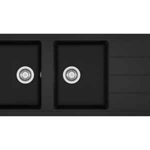 Franke BFG 621 Boston Lavello 2 vasche incasso 116 x 50 cm con gocciolatoio reversibile - black matt