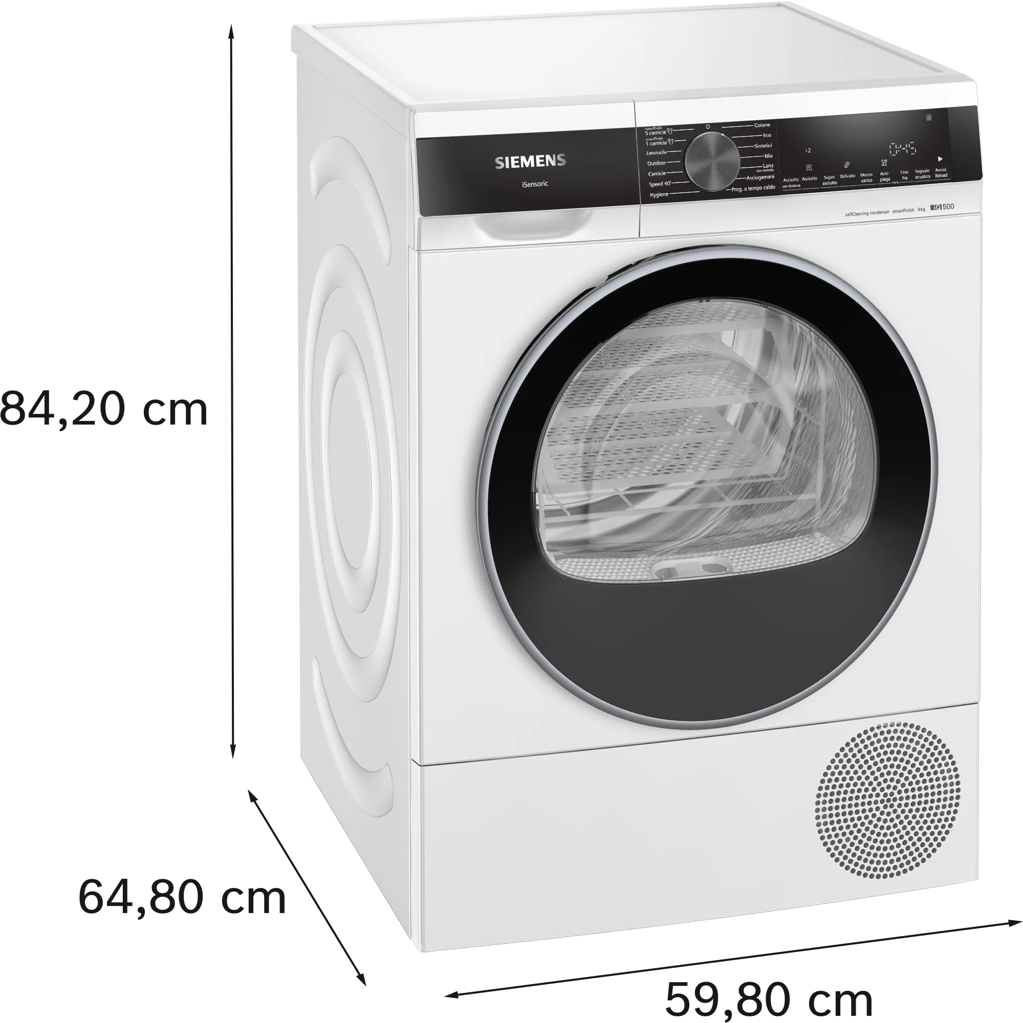 Siemens iQ500 WQ45G2C0IT asciugatrice Libera installazione a pompa di calore cm.60 - capacità 9 kg - bianco - immagine 2