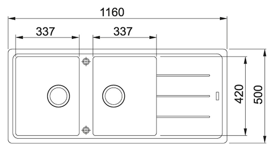 Franke BFG 621 Boston Lavello 2 vasche incasso 116 x 50 con gocciolatoio reversibile - alluminio - immagine 2
