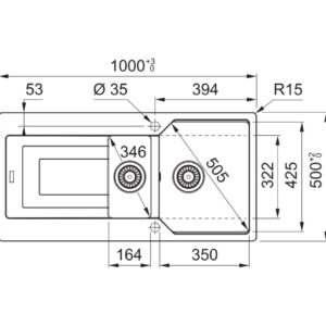 Franke UBG 651 Urban Lavello 1 vasca e 1/2 incasso 100 x 50 cm con gocciolatoio reversibile - oyster