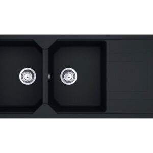 Franke UBG 621 Urban Lavello 2 vasche incasso 116 x 50 cm con gocciolatoio reversibile - black matt